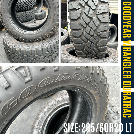 Goodyear Wrangler DuraTrac 285/60R20 LT - Set of 2 Pre-Owned Tires
