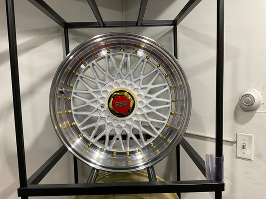 BBS INSPIRED 18x8 + 32 White machined Lip ESM-002R Rims 5x100 wheels FS-S GT86 BRZ WRX